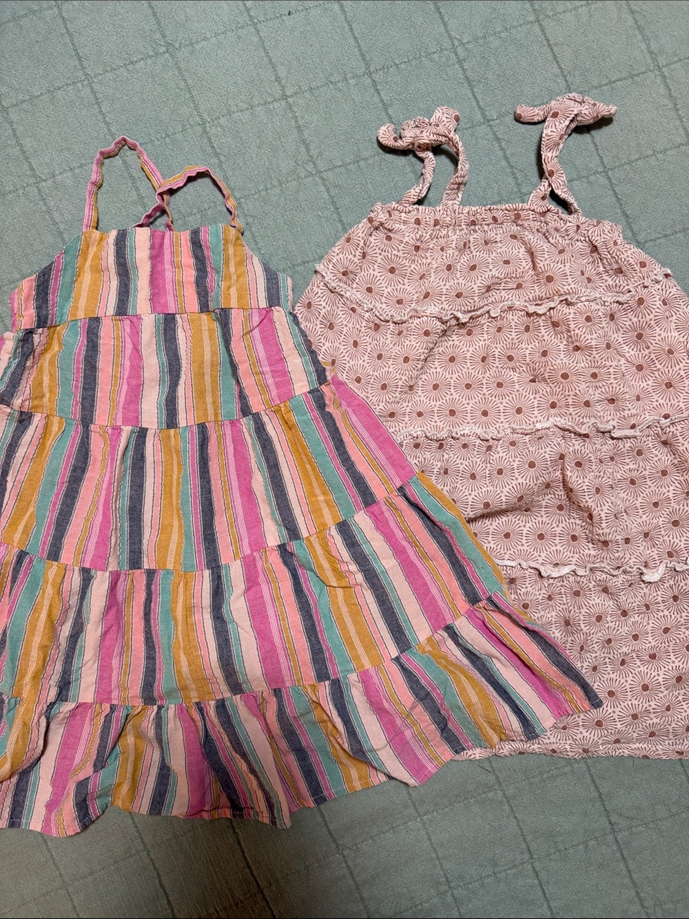 Girls' Multicolor Stripe & Pink Daisy Dress Set - Kids Dresses